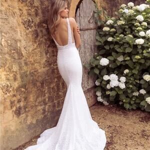 Jane Hill Billie Elegant White Sequined  Wedding Dress Sz 11